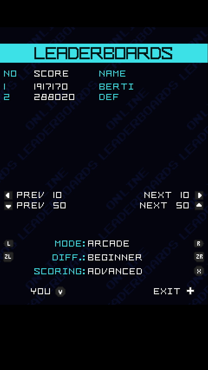Screenshot: SophStar online leaderboards of Arcade mode on Brutal difficulty with Advanced scoring, showing Berti at 1st place with a score of 1 917 170